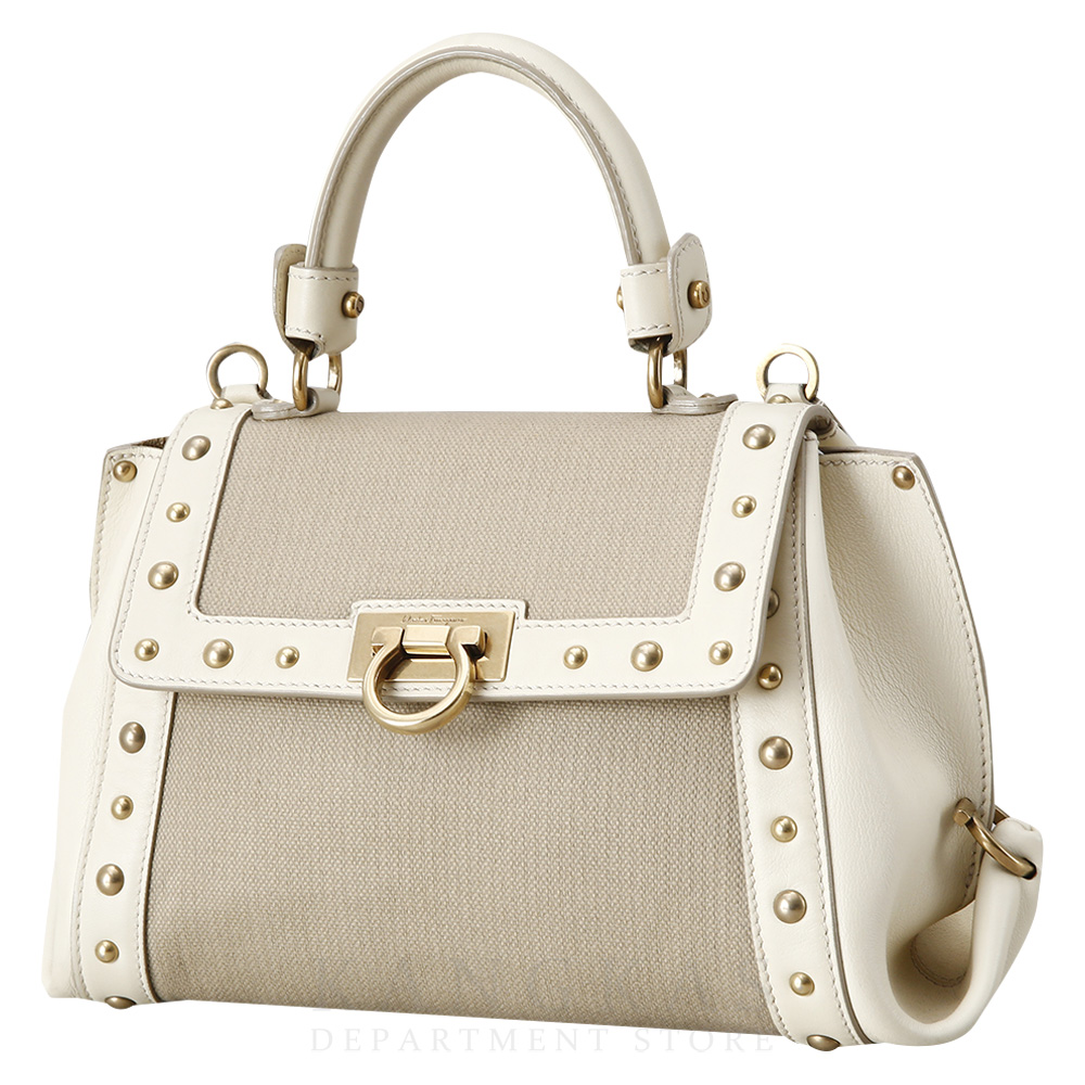 FERRAGAMO(USED)페레가모 패브릭 소피아백